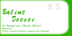 balint decsei business card