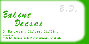 balint decsei business card